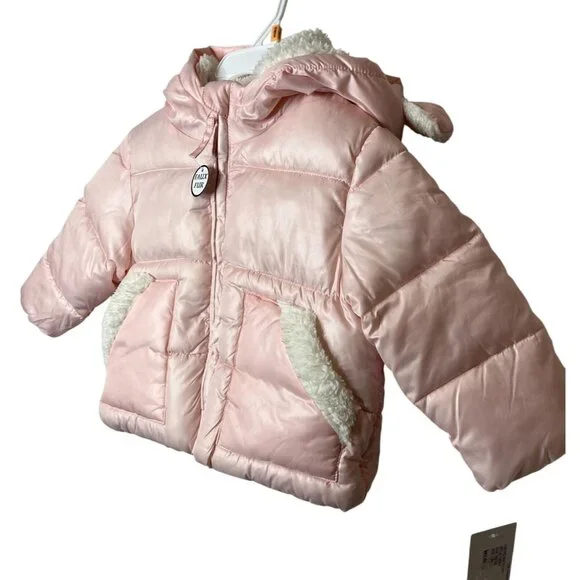 Rothschild Jacket Baby Girls Sz 12 Months Kids Puffer Coat Winter Fall Pink Hood